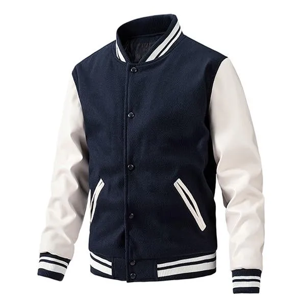 Men's Casual Slim Thin Cotton Wool Colorblock Baseball Jacket 39620548M sold by Manly product image thumbnail 3
