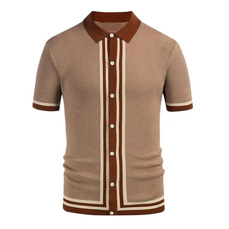 Men's Lapel Stripe Short Sleeve Polo Shirt 22757987X sold by Manly