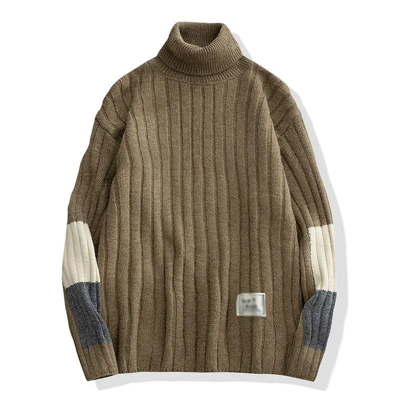 Men's Casual Solid Color Turtleneck Loose Pullover Sweater 08011827M sold by Manly