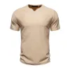 Men's Casual Solid Color V-neck Short-sleeved T-shirt 93587649M sold by Manly