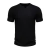 Men's Casual Solid Color V-neck Short-sleeved T-shirt 93587649M sold by Manly