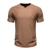 Men's Casual Solid Color V-neck Short-sleeved T-shirt 93587649M sold by Manly