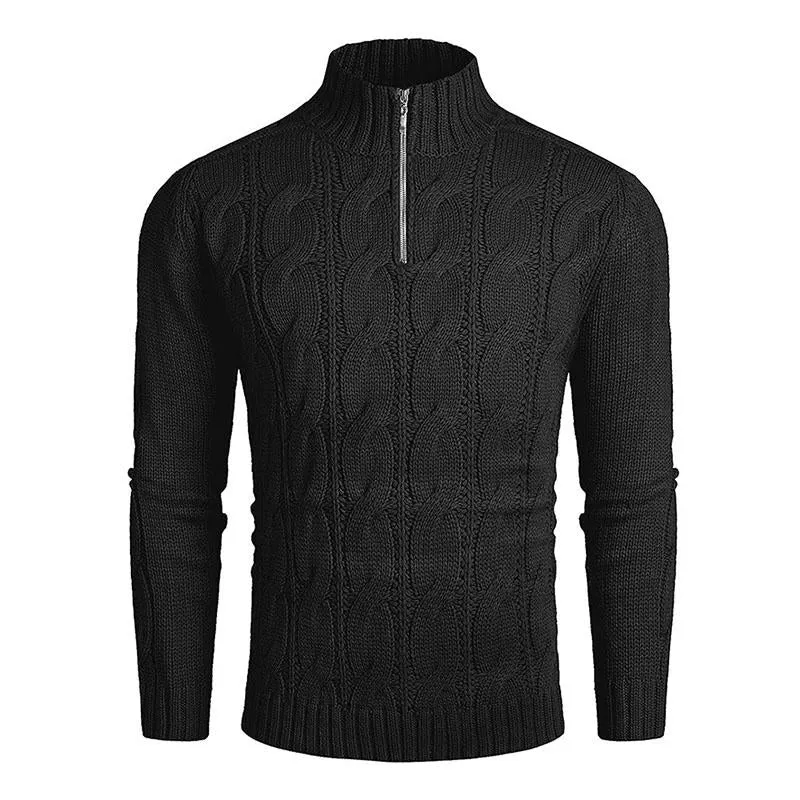 Men's Casual Solid Color Half Turtleneck Zipper Pullover Knitted Sweater 85473607M sold by Manly product image thumbnail 4