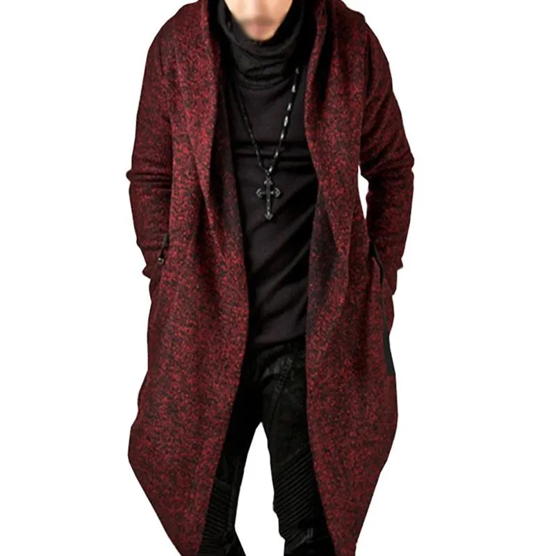 Men's Casual Hooded Irregular Hem Long Sleeve Cardigan 57193290M sold by Manly