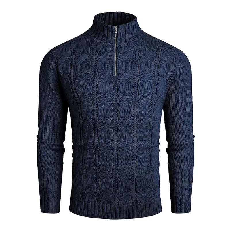 Men's Casual Solid Color Half Turtleneck Zipper Pullover Knitted Sweater 85473607M sold by Manly product image thumbnail 2