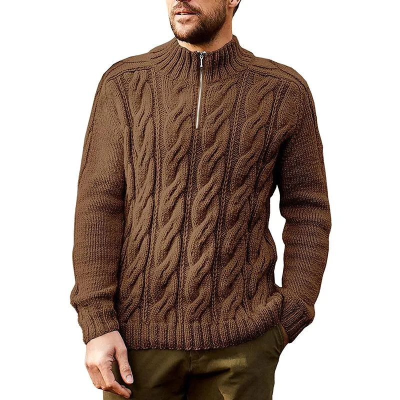 Men's Casual Solid Color Half Turtleneck Zipper Pullover Knitted Sweater 85473607M sold by Manly product image thumbnail 5