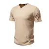 Men's Casual Solid Color V-neck Short-sleeved T-shirt 93587649M sold by Manly
