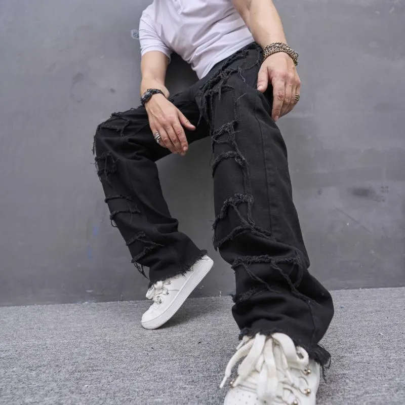 Men's Solid Loose Straight Distressed Jeans 76549891Z sold by Manly product image thumbnail 5