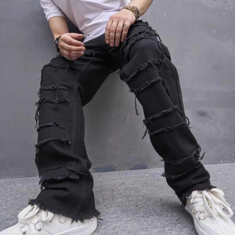 Men's Solid Loose Straight Distressed Jeans 76549891Z sold by Manly product image thumbnail 3