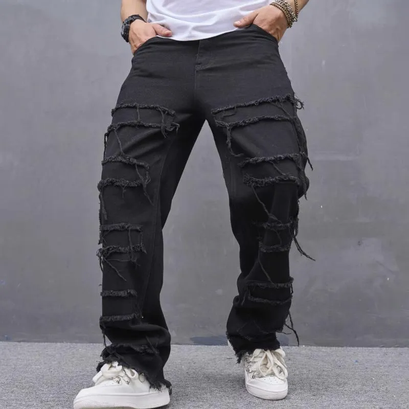 Men's Solid Loose Straight Distressed Jeans 76549891Z sold by Manly product image thumbnail 2