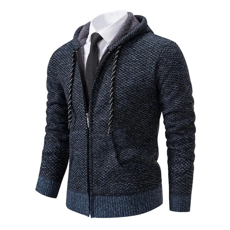 Men's Casual Fleece Warm Zipper Hooded Slim Knit Cardigan 94327711M sold by Manly