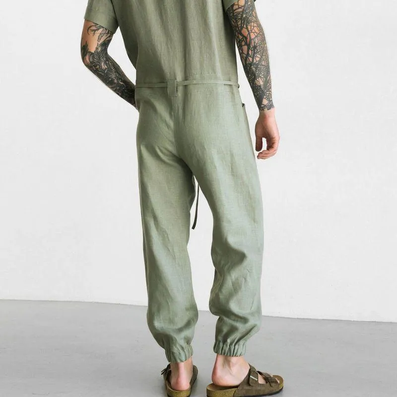 Men's Casual Solid Color Overalls Short-Sleeved Coverall Jumpsuit 11011571Y sold by Manly product image thumbnail 3