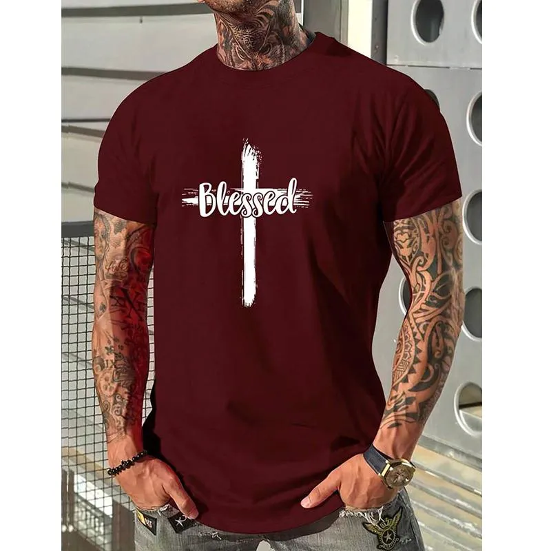 Men's Casual Cross Round Neck Short Sleeve T-Shirt 03687184TO sold by Manly product image thumbnail 3
