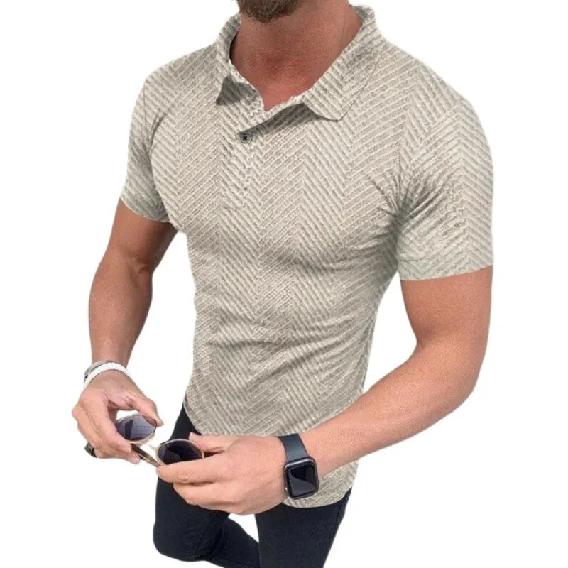 Men's Casual Retro Solid Color Printed Polo Shirt 42481953TO sold by Manly