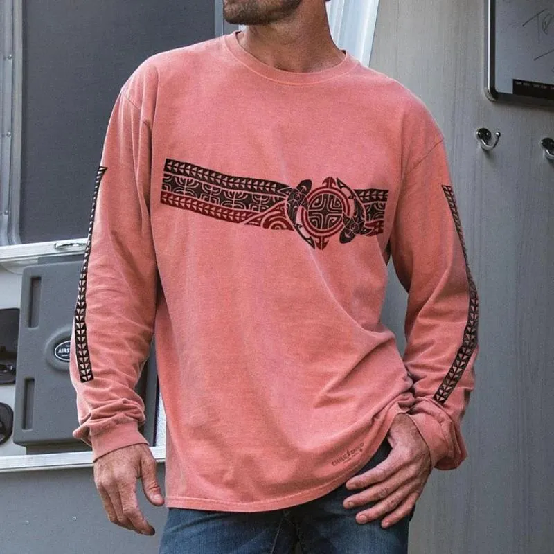 Men's Casual Retro Printed Round Neck Long Sleeve T-Shirt 28637146TO sold by Manly product image thumbnail 2