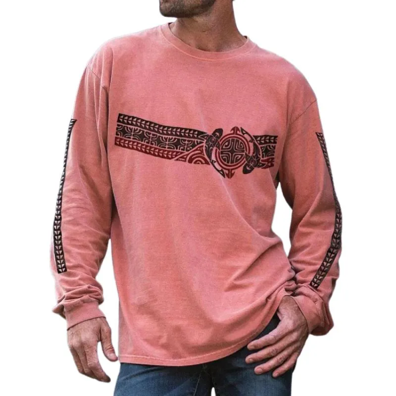 Men's Casual Retro Printed Round Neck Long Sleeve T-Shirt 28637146TO sold by Manly