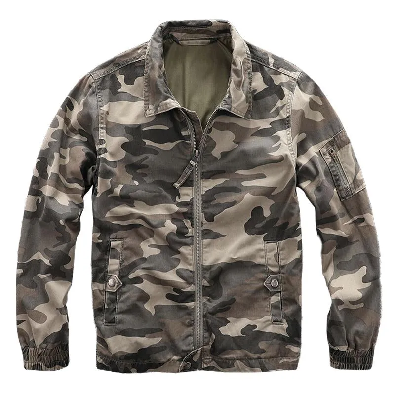 Men's Casual Cotton Camouflage Washed Lapel Loose Zipper Jacket 54938434M sold by Manly product image thumbnail 3