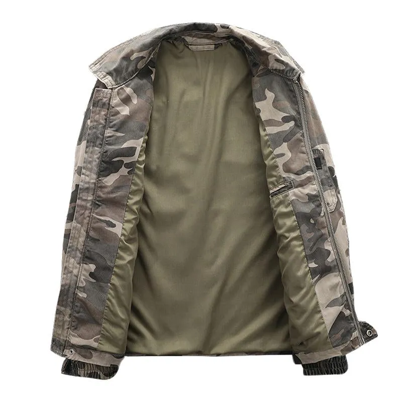 Men's Casual Cotton Camouflage Washed Lapel Loose Zipper Jacket 54938434M sold by Manly product image thumbnail 5