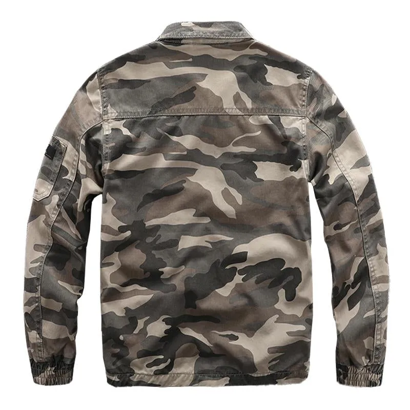 Men's Casual Cotton Camouflage Washed Lapel Loose Zipper Jacket 54938434M sold by Manly product image thumbnail 4
