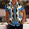 Men's Retro Color Block Palace Lapel Short Sleeve Shirt 86810305TO sold by Manly