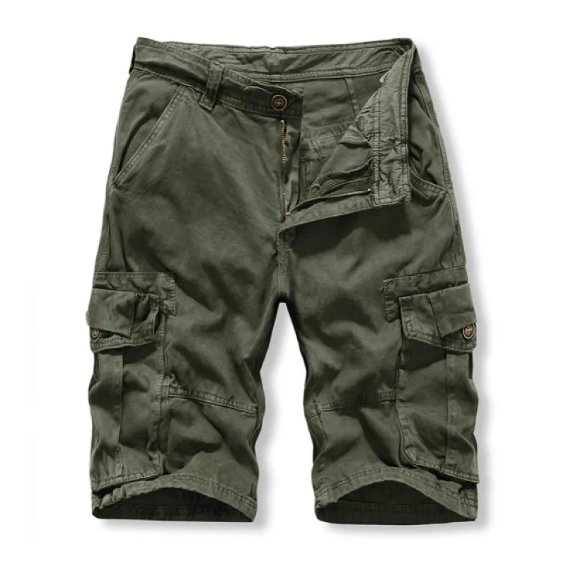 Men's Casual Cotton Washed Distressed Multi-pocket Cargo Shorts 25616144M sold by Manly
