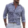 Men's Casual Printed Lapel Long Sleeve Shirt 31377645Y sold by Manly