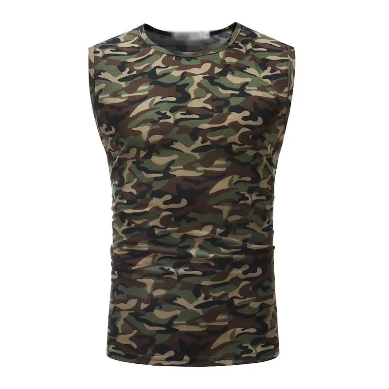 Men's Casual Round Neck Slim Fit Camouflage Sports Tank Top 77705629M sold by Manly