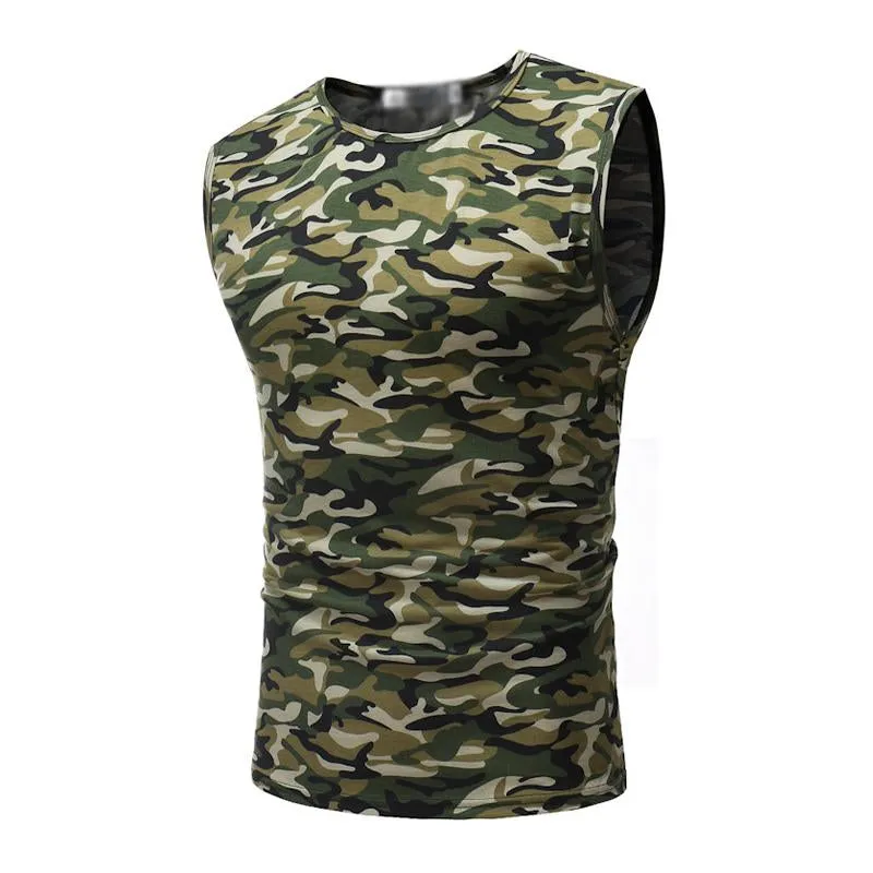 Men's Casual Round Neck Slim Fit Camouflage Sports Tank Top 77705629M sold by Manly product image thumbnail 4