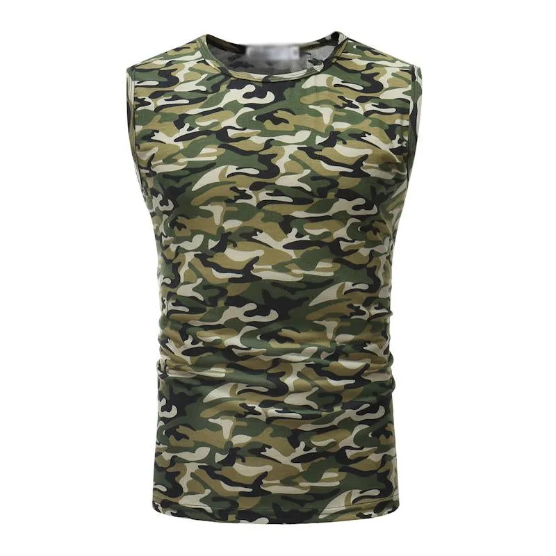 Men's Casual Round Neck Slim Fit Camouflage Sports Tank Top 77705629M sold by Manly product image thumbnail 3
