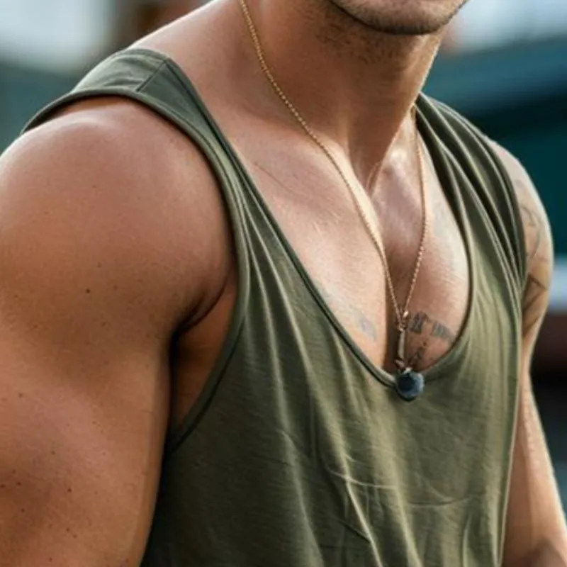 Men's Retro Solid Color Crew Neck Tank Top 87291052TO sold by Manly product image thumbnail 3