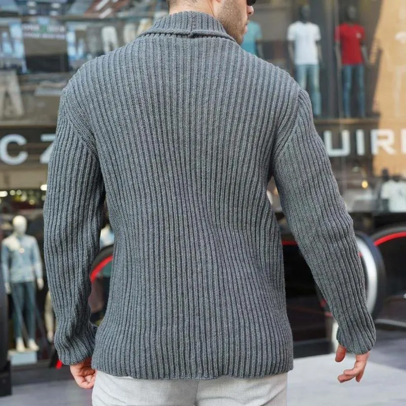 Men's Casual Lapel Patch Pocket Single Breasted Knitted Long Sleeve Cardigan 89604630M sold by Manly product image thumbnail 4