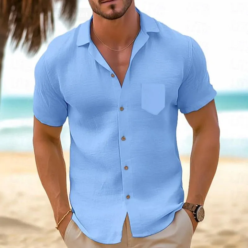 Men's Vintage Linen Casual Loose Short Sleeve Shirt 64828444X sold by Manly product image thumbnail 2