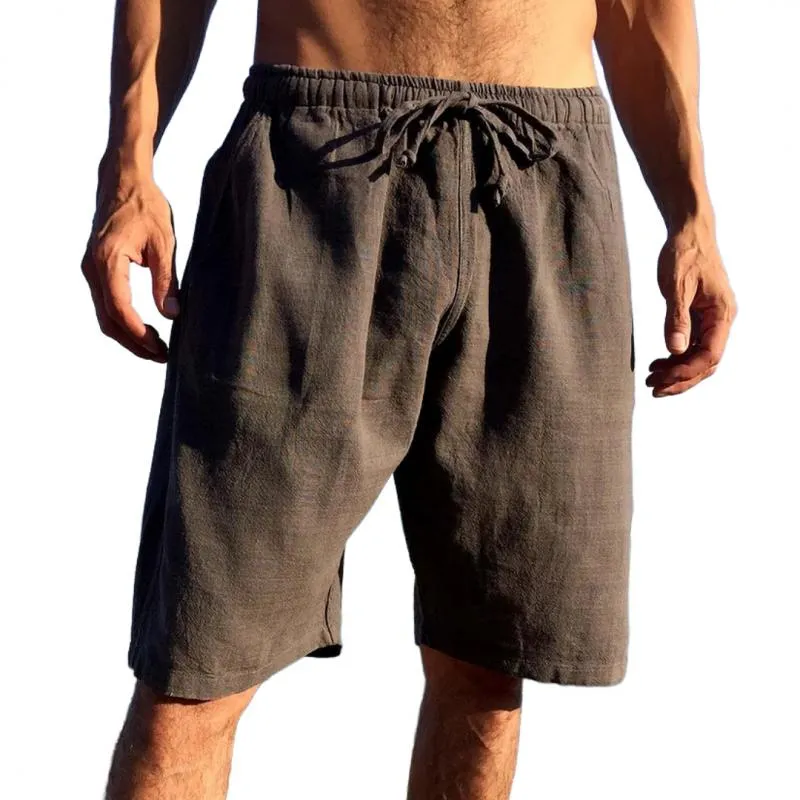 Men's Casual Cotton Linen Elastic Waist Loose Shorts 81975206M sold by Manly