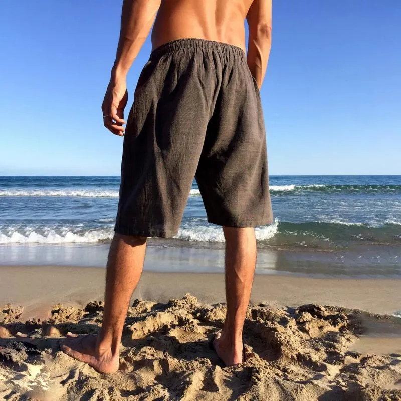 Men's Casual Cotton Linen Elastic Waist Loose Shorts 81975206M sold by Manly product image thumbnail 4