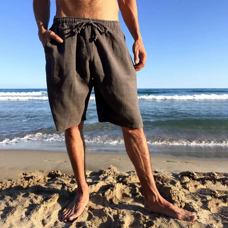 Men's Casual Cotton Linen Elastic Waist Loose Shorts 81975206M sold by Manly product image thumbnail 3