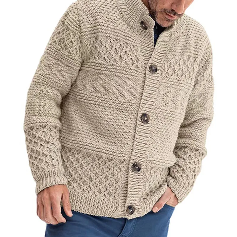 Men's Solid Color Cable Knit Jacket 01529335X sold by Manly