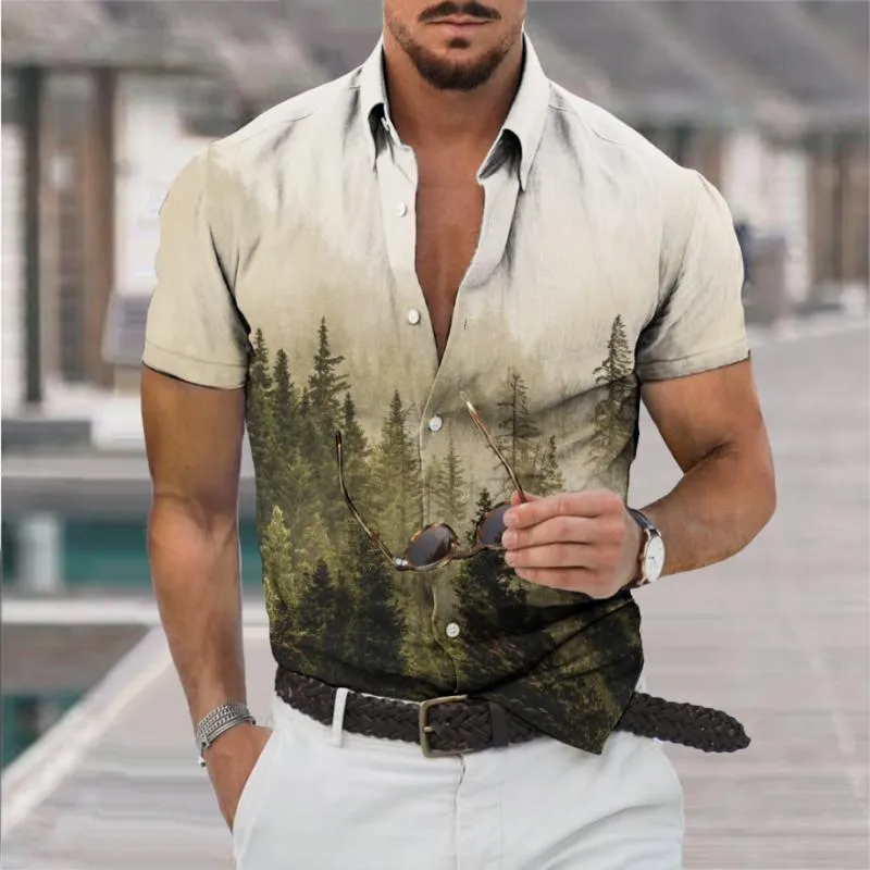 Men's Retro Gradient Forest Short Sleeve Shirt 87569654TO sold by Manly product image thumbnail 2