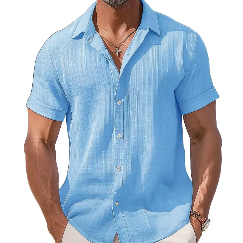 Men's Blended Plaid Short Sleeve Lapel Shirt 53763628X sold by Manly