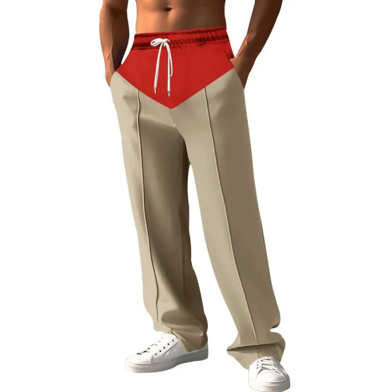 Men's Casual Colorblock Loose Elastic Waist Sports Pants 83031821M sold by Manly