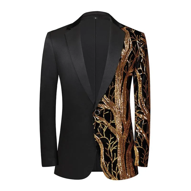 Men's Vintage Sequin Panel Single Breasted Lapel Blazer 16347416M sold by Manly
