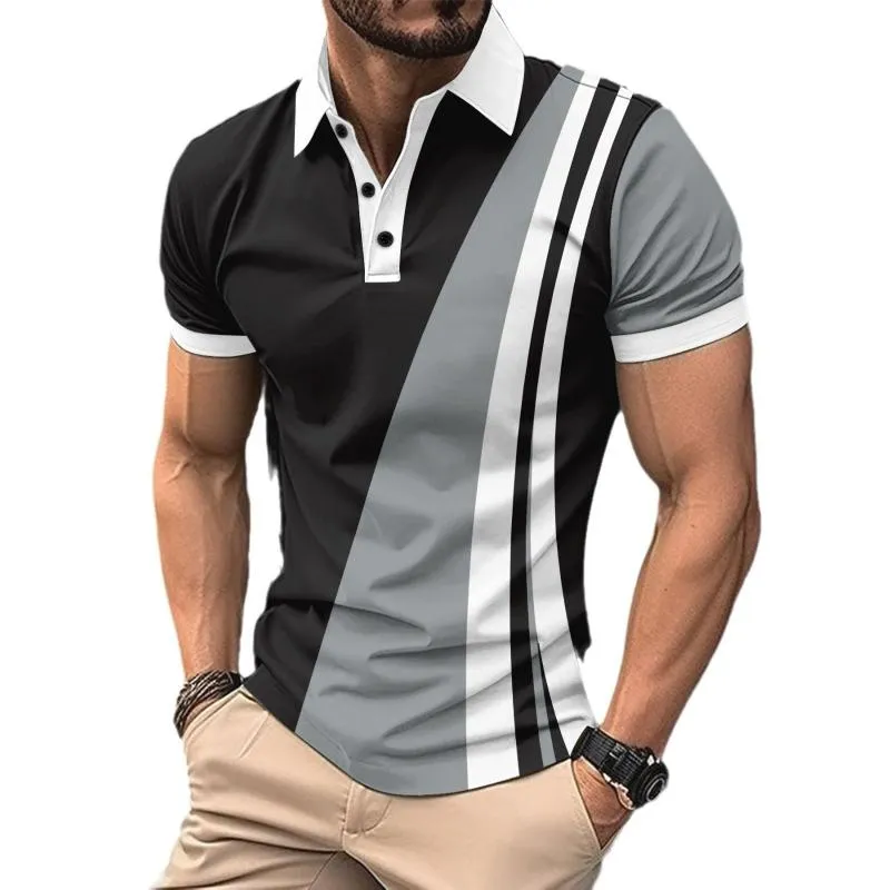 Men's Casual Color Block Short Sleeve Polo Shirt 42187421Y sold by Manly