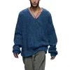 Men's Fashion V-neck Loose Knitted Long Sleeve Pullover Sweater 31311818M sold by Manly