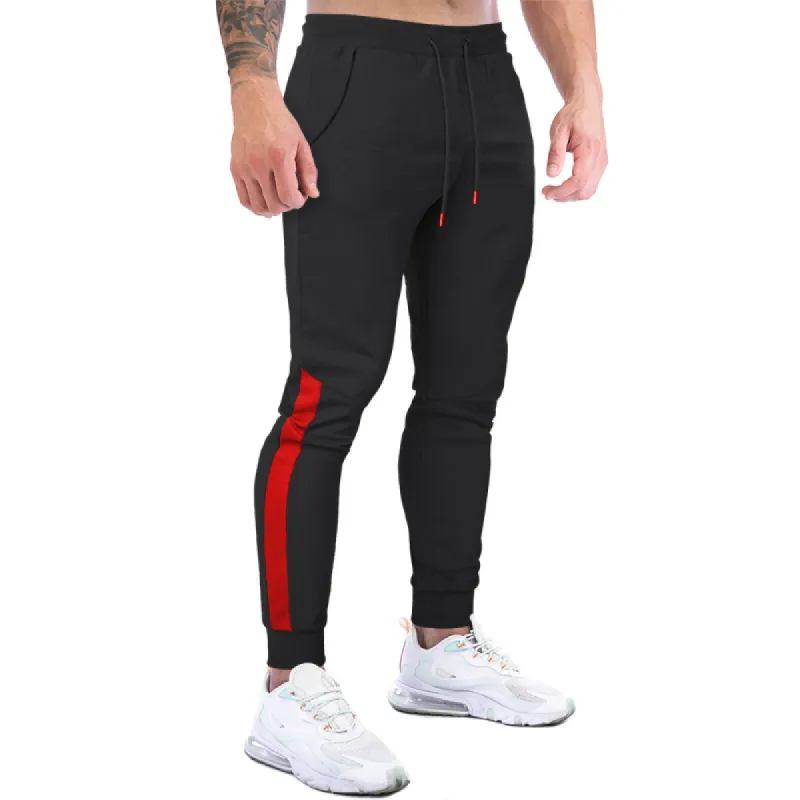 Men's Color Block Drawstring Elastic Waist Fitness Sports Pants 93969956Z sold by Manly