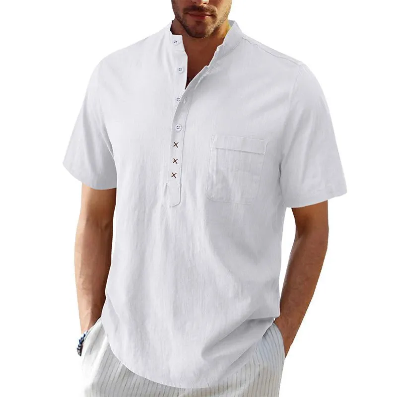 Men's Solid Color Short Sleeve Beach Shirt 44628889Y sold by Manly