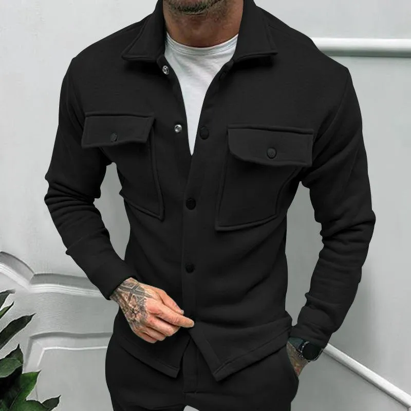 Men's Solid Color Lapel Fleece Jacket 50634835X sold by Manly product image thumbnail 5