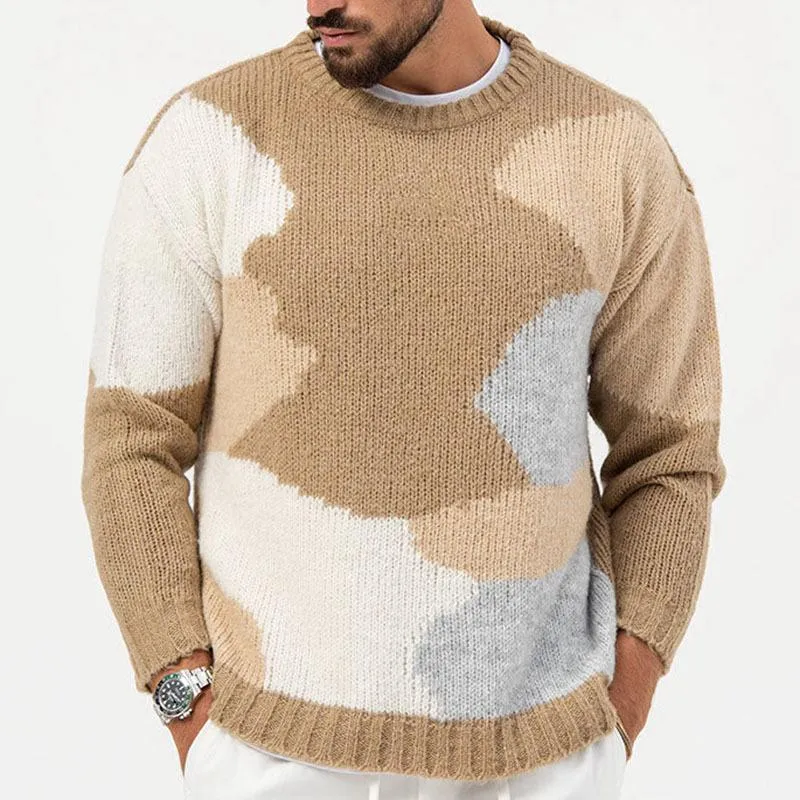 Men's Casual Colorbock Jacquard Round Neck Pullover Knitted Sweater 42836441M sold by Manly product image thumbnail 3