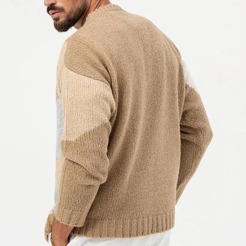 Men's Casual Colorbock Jacquard Round Neck Pullover Knitted Sweater 42836441M sold by Manly product image thumbnail 5
