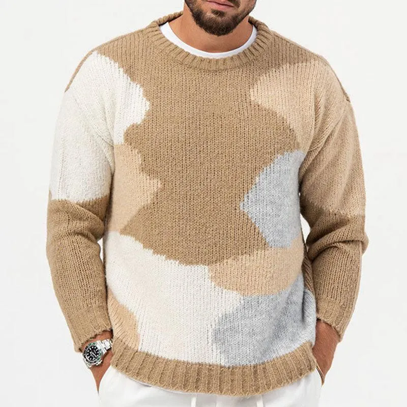 Men's Casual Colorbock Jacquard Round Neck Pullover Knitted Sweater 42836441M sold by Manly product image thumbnail 2