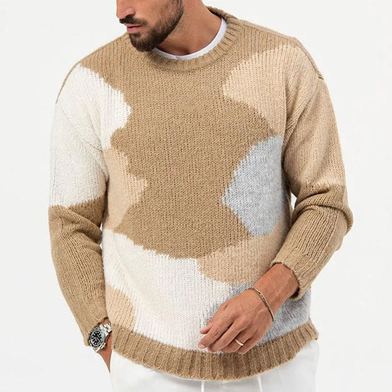 Men's Casual Colorbock Jacquard Round Neck Pullover Knitted Sweater 42836441M sold by Manly product image thumbnail 4