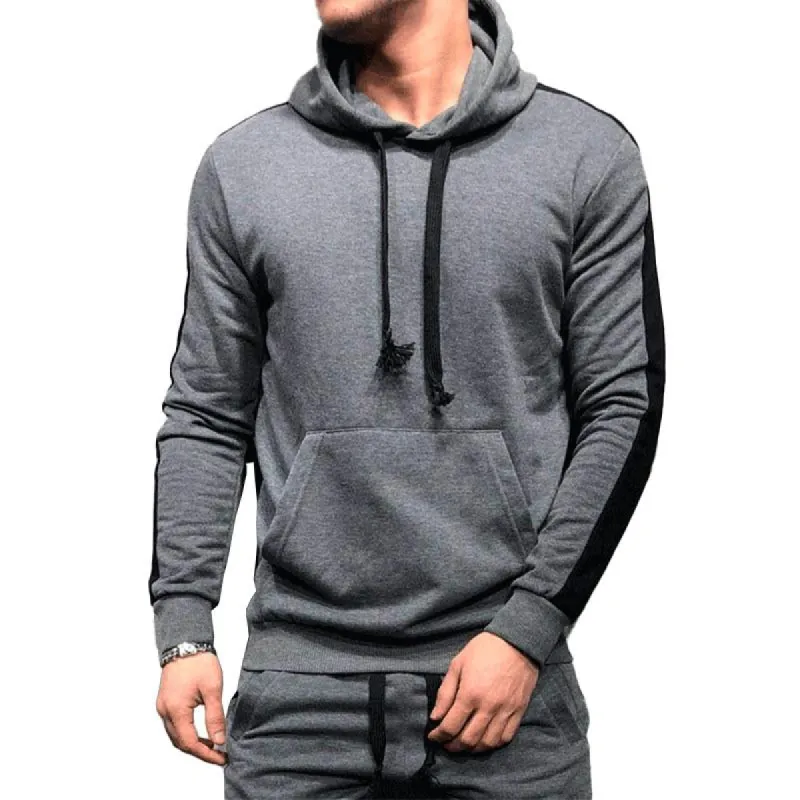 Men's Casual Hooded Color Block Sports Hoodie 86122367M sold by Manly